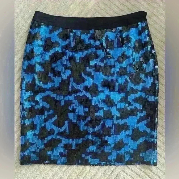 BCBG Paris metallic mini sequin skirt cobalt blue size 0 - Picture 2 of 10